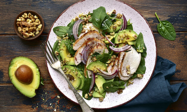 Grilled Chicken, Avocado, Spinach Salad